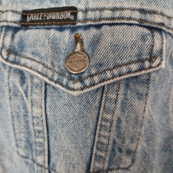 Harley Davidson 100 Year Anniversary Denim Jacket women's Jean Size Large - Picture 8 of 8